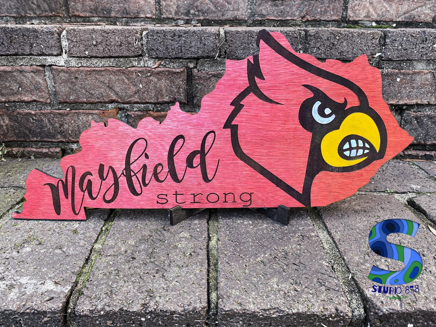 Mayfield (Kentucky) shaped state sign. Your choice- table top or door hanger.