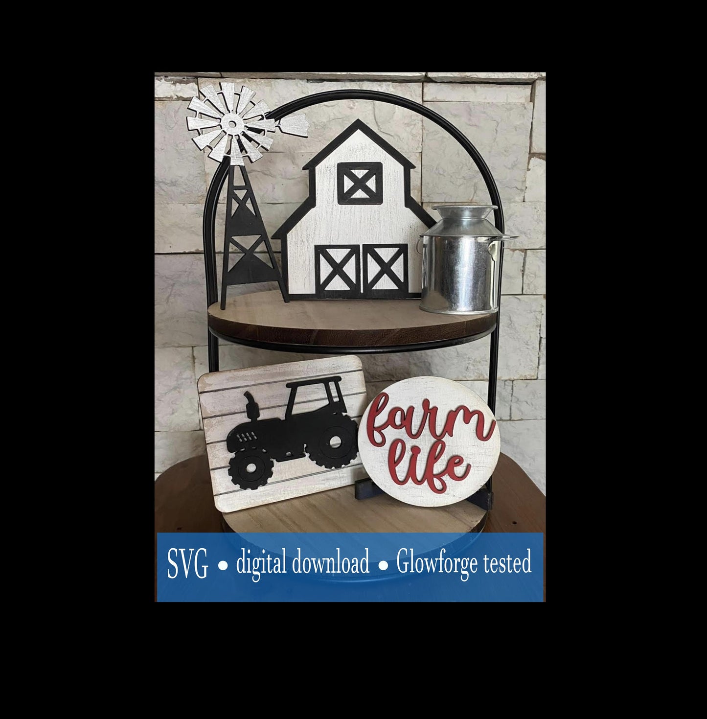 farm life tractor tiered tray set. Cut file. SVG. Vector. digital download only