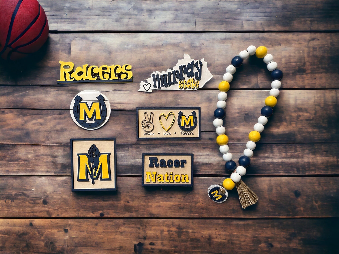 Murray State University themed tiered tray set. Decor set. Murray state decor. Murray State Racers basketball football. Alumni gift.