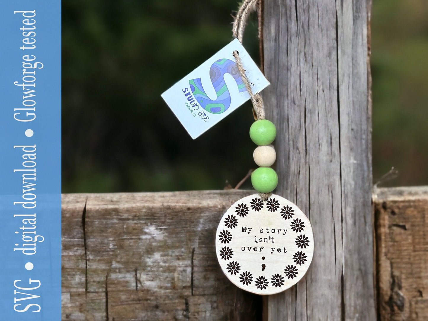 My story isn’t over yet rear view mirror car charm SVG cut file digital download only. Glowforge. Laser engraving.