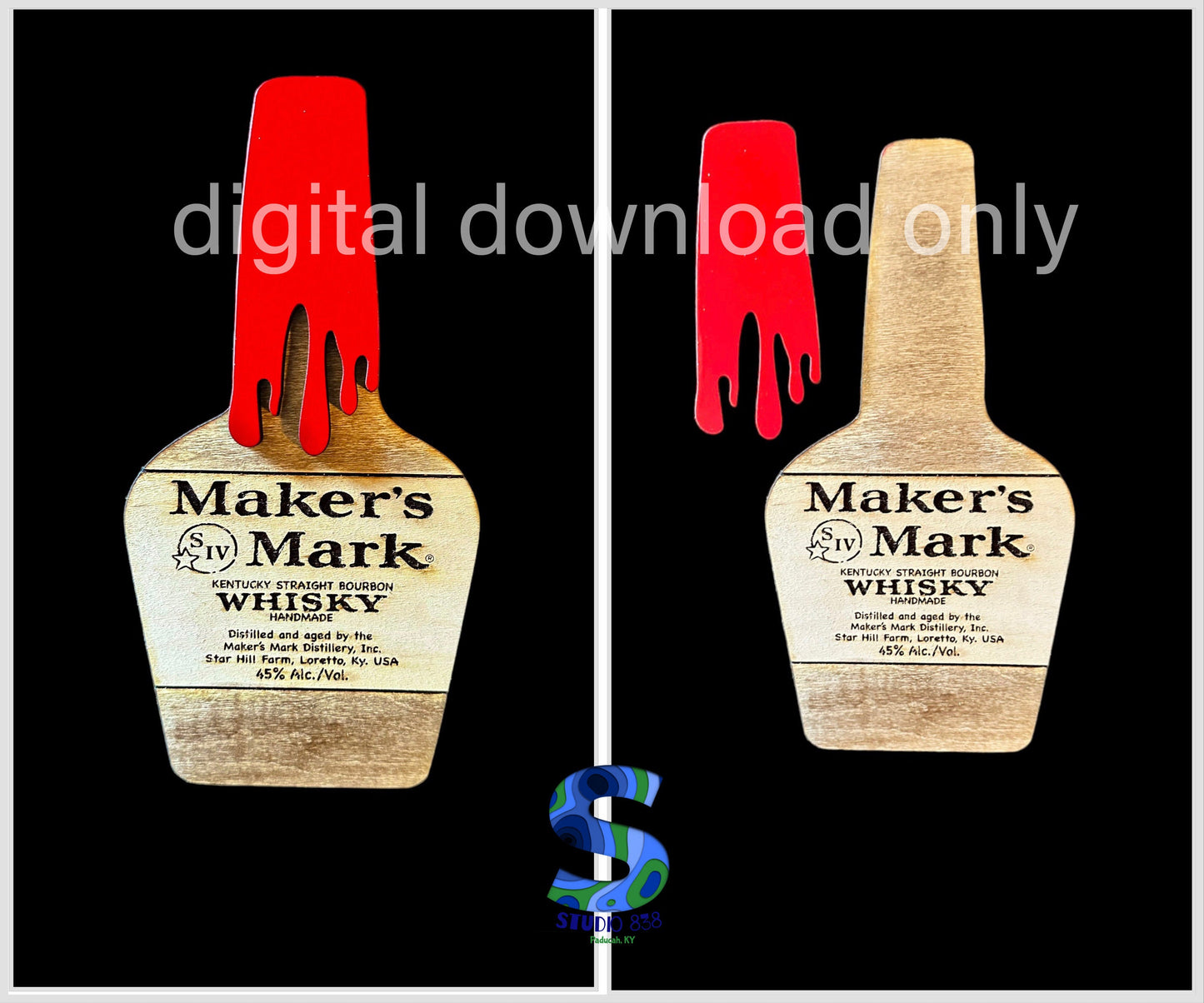 Bourbon bottle shaped sign. Makers Mark. Table top decor magnet sign digital download cut file. SVG. Laser. Glowforge and Xtool D1 tested
