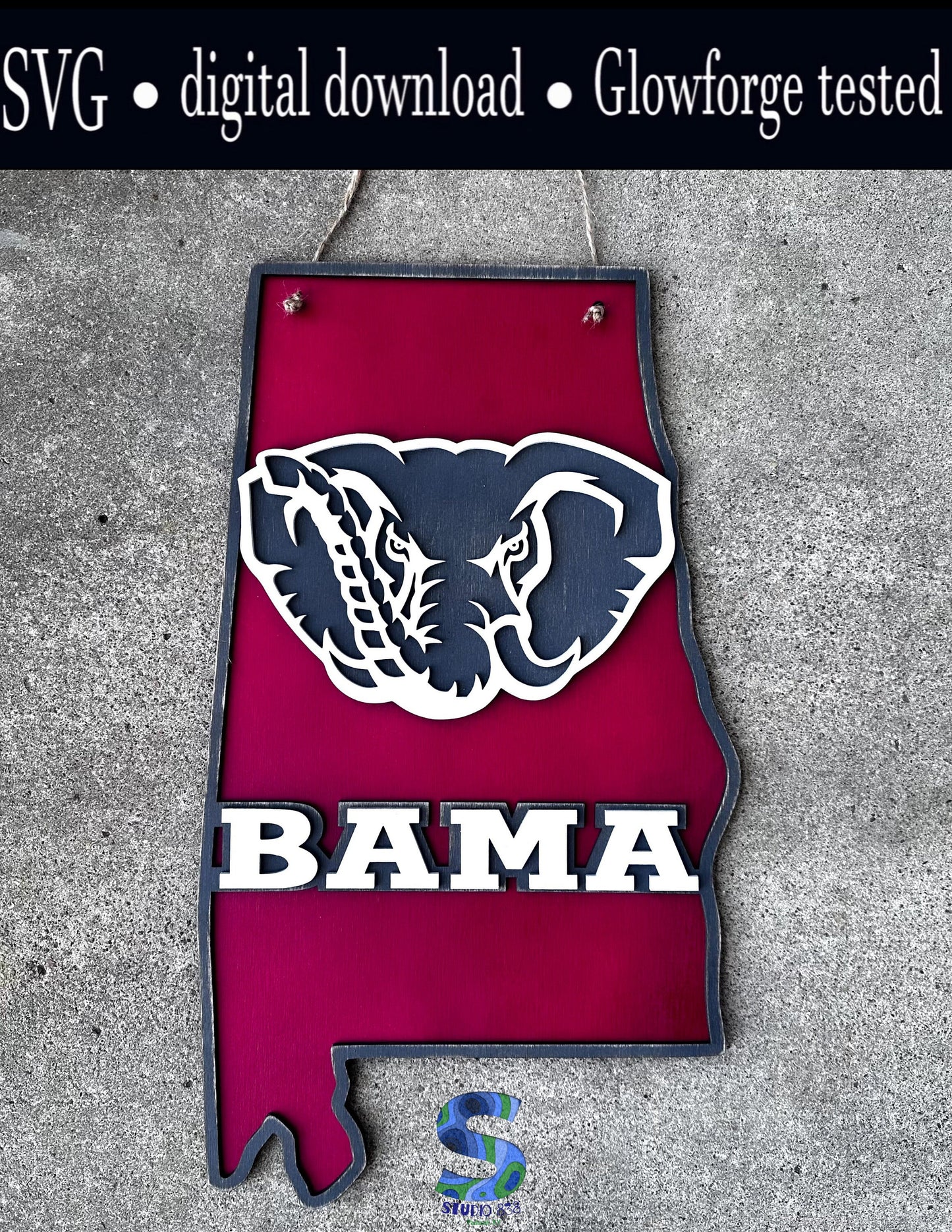 University of Alabama Crimson Tide basketball football state shaped door hanger Roll tide. laser cut file SVG Vector Digital download only.