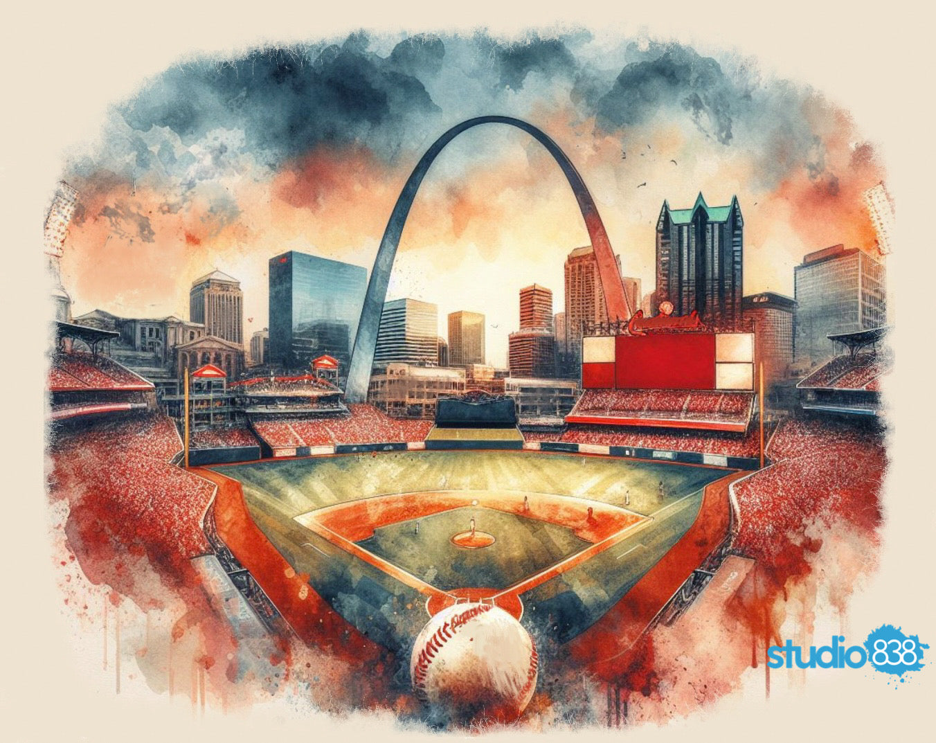 St. Louis Cardinals Busch Stadium watercolor print