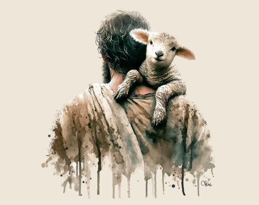 “The One” Jesus and lamb watercolor giclee print