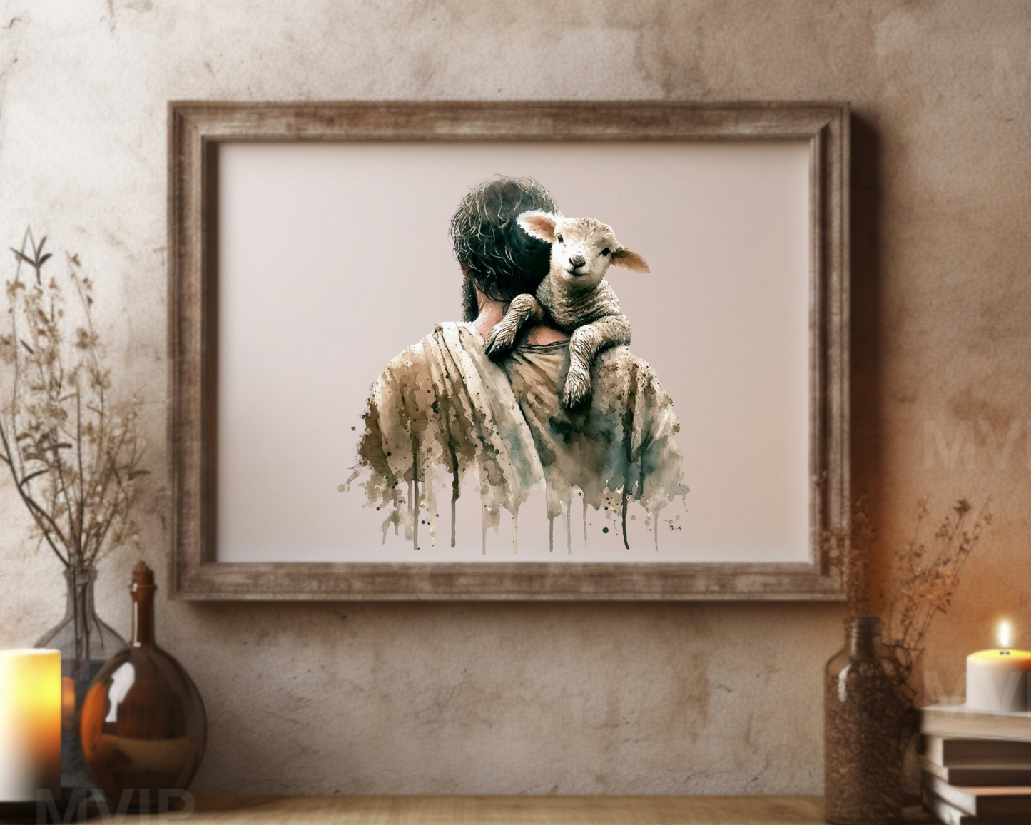 “The One” Jesus and lamb watercolor giclee print