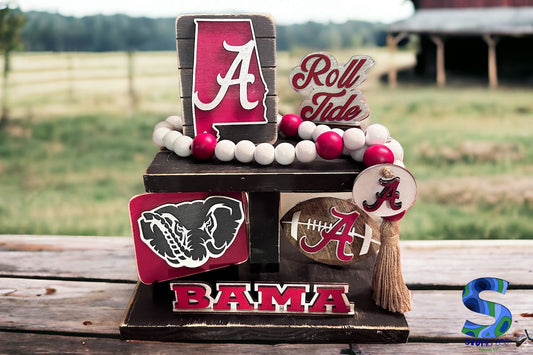 University of Alabama Crimson tide tiered tray set pieces