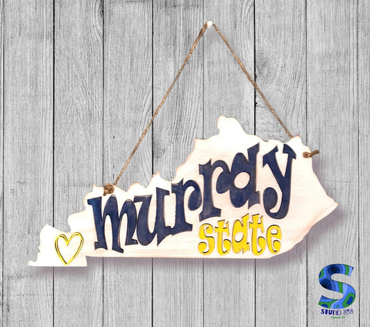 Murray State University Kentucky shaped sign. Choose door hanger or table top sign (with easel)