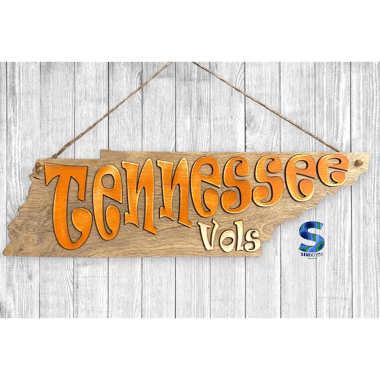 UT University of Tennessee Vols Volunteers basketball football state shaped sign. Choose door hanger or table top sign (with easel)