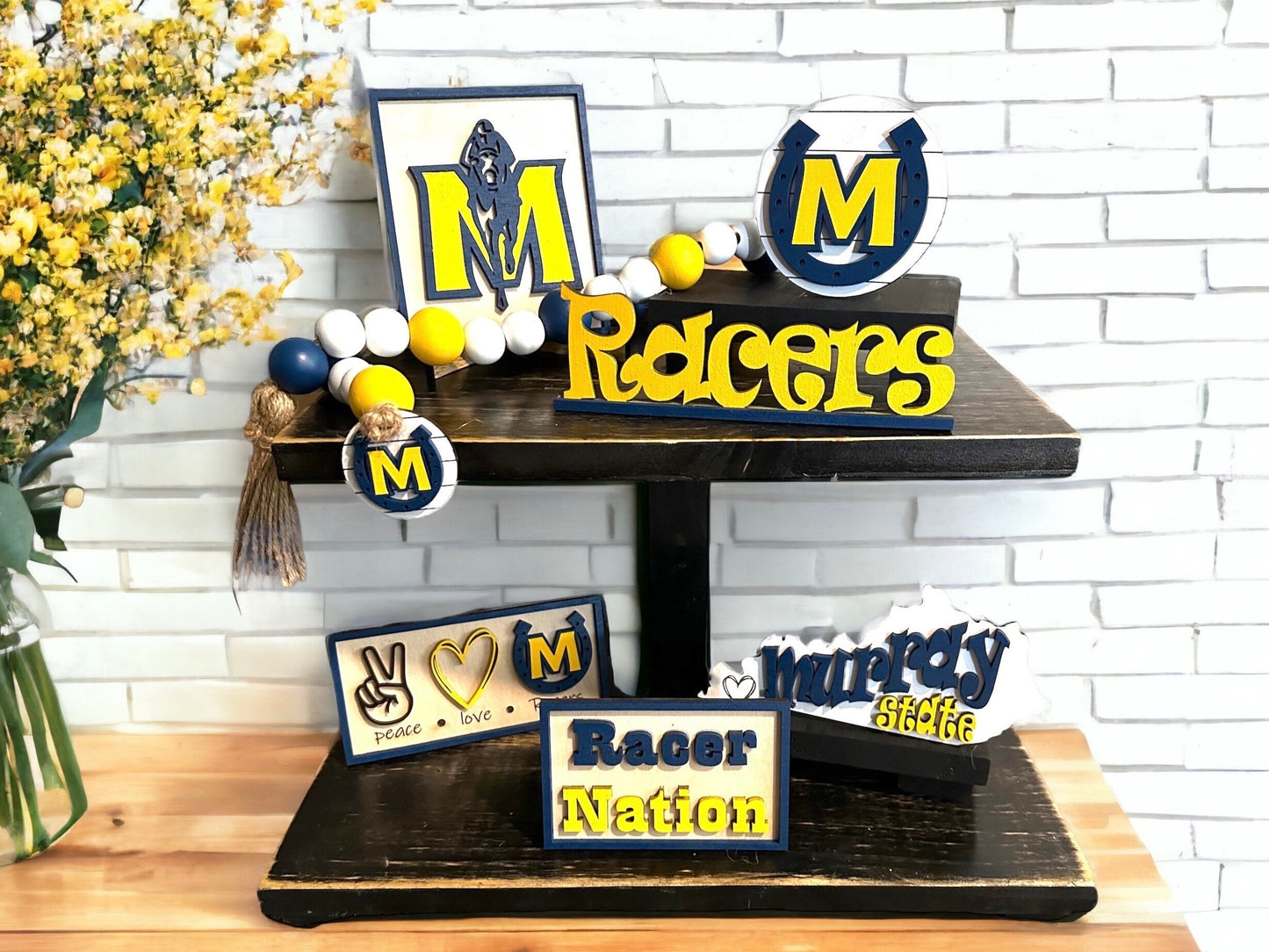 Murray State University themed tiered tray set. Decor set.  Murray state decor.  Murray State Racers basketball football.  Alumni gift.