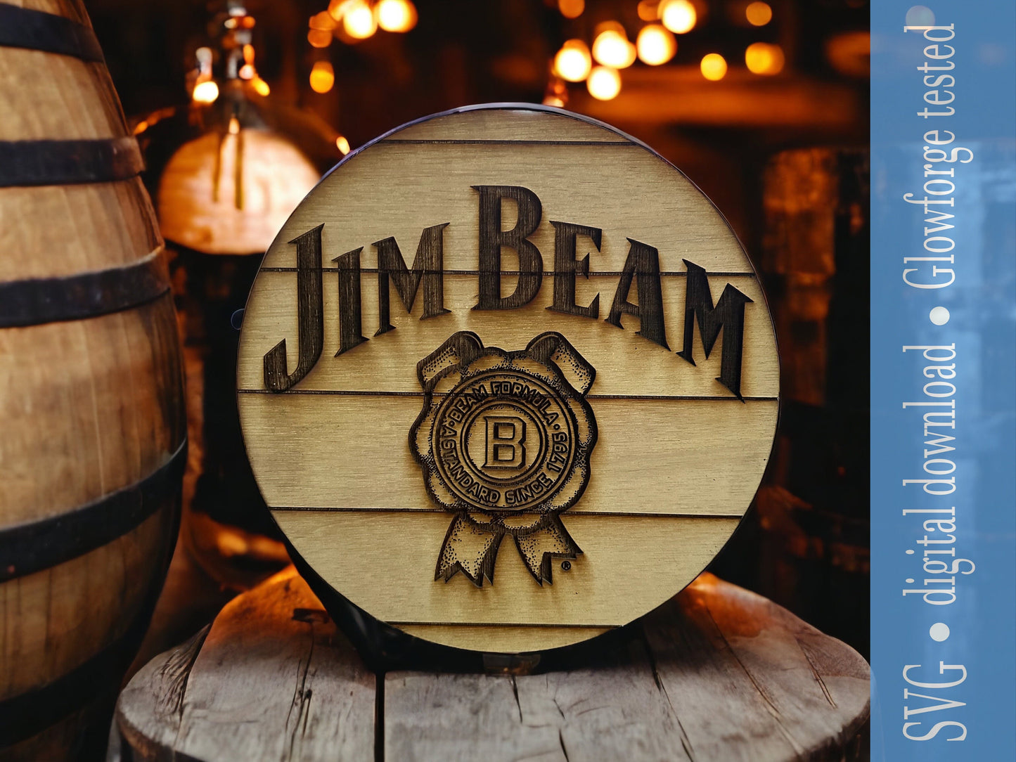 Kentucky Bourbon Whiskey sign. Jim Beam.   Table top decor. Wall hanging digital download cut file.  SVG.  Glowforge and Xtool D1 tested