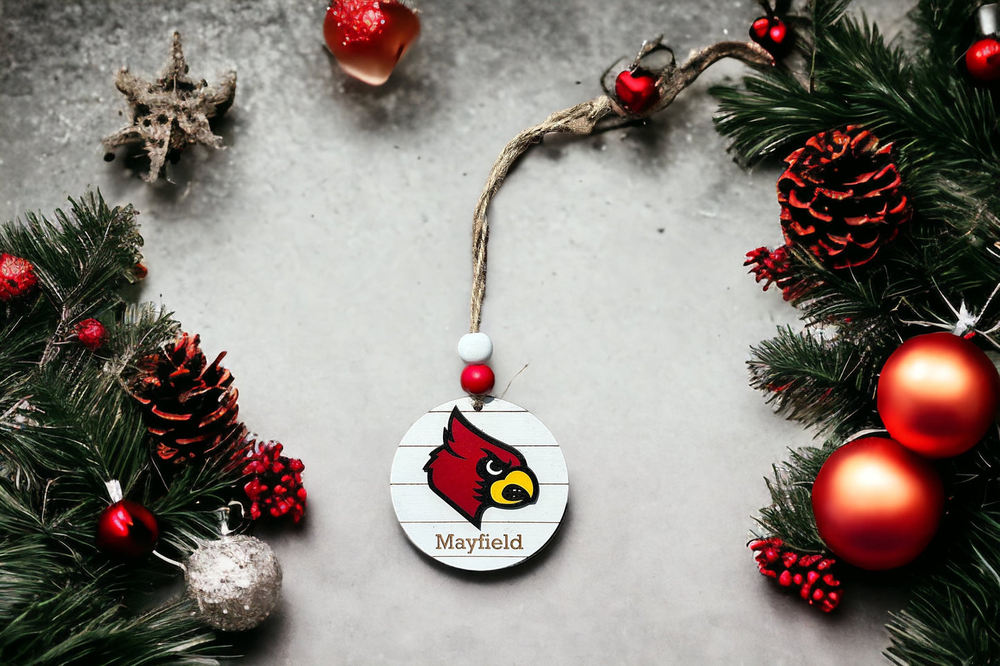 Local School ornaments.  Free customization. Paducah Tilghman, McCracken Co. Marshall Co. Mayfield, Graves County.
