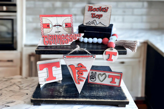 University of Tennessee volunteers basketball themed tiered tray set. Vols decor set.